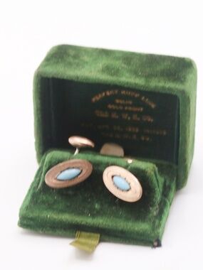 Victorian 14k gold front cufflinks in original box